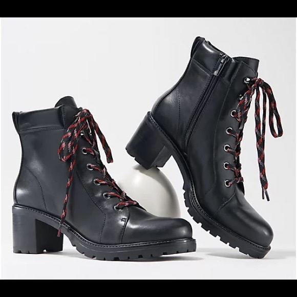 Vince Camuto Shoes - Vince Camuto Gaviana Lace Up Black Leather Hiking Combat Military Boots Size 7W